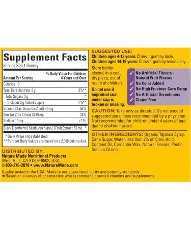 Nature Made Kids First Elderberry Gummies with Vitamin C, Zinc - 40 Gummies - Buy Online on GoSupps.com