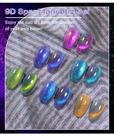 NAILKISS Crystal 9D Cat Eye Magnetic Gel Nail Polish - Glitter Shiny Transparent Soak Off UV LED Varnish, 6 Colors - Buy Online on GoSupps.com