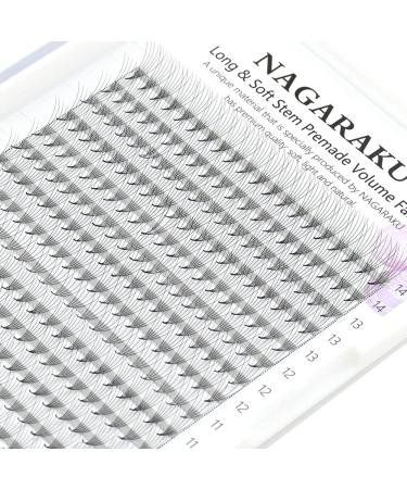 NAGARAKU 6D Volume Premade Fans Eyelash Extensions 0.07mm C Curl 9-14mm Mix Clusters Russian Pre Fanned Matte Black - Buy Online on GoSupps.com