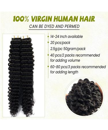 Kinky Curly Tape in Hair Extensions for Black Women - 16 Inch 50G/Pack - Buy Online on GoSupps.com