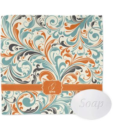 YouCustomizeIt Personalized Orange & Blue Leafy Swirls Washcloth