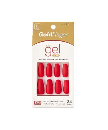 Gold Finger Full Cover Nails Gel Glam Ready to Wear Gel Manicure Long Nails