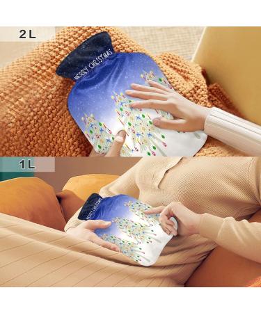 Three Checked Hot Water Bottles - Soft Fleece Cover 2 Litre Hot Water Bag for Soothing Hot & Cold Compresses - Ideal for Comfort & Relief - Buy Online on GoSupps.com