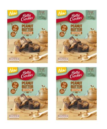 Betty Crocker Peanut Butter Brownie Mix 4X350g Chocolate fudge Brownie Mix with Peanut Butter Sachet Suitable for Vegetarians
