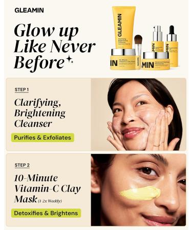 Gleamin Brightening Skincare Bundle Mask Serum Cleanser Moisturizer & Oil for Dark Spots Uneven Tone and Glowing Skin Complete Vitamin C Skincare Routine - Buy Online on GoSupps.com