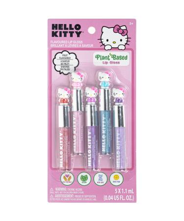 Townley Girl Hello Kitty 5 Pc Plant Based Moisturizing Lip Gloss Makeup Set for Girls Kids Toddlers Perfect for Parties Sleepovers Makeovers Birthday Gift for Girls 3 Yrs+