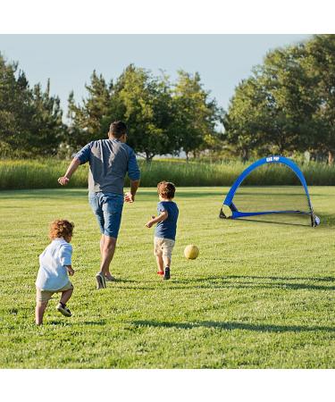 Portable Pop Up Soccer Goal Net Set with Accessories - 2.5ft Blue | For Kids & Adults Training and Backyard Play | Carrying Case & Training Cones Included - Buy Online on GoSupps.com