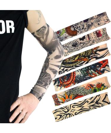 Hoveox 20pcs Temporary Tattoo Arm Sleeves - Tribal Tiger Dragon Skull Designs - Unisex Stretchable Cosplay Accessories - Buy Online on GoSupps.com