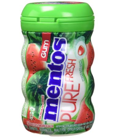 Mentos Pure Fresh - Watermelon Flavour - Pack of 6 bottles (300 pieces) - Sugar-free Gum