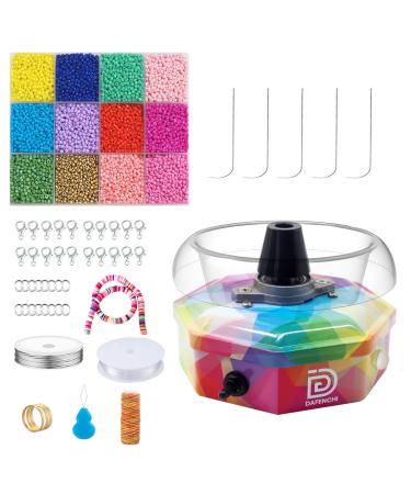 Electric Bead Spinner for Jewelry Making, Spin Beading Bowl with Needles, Waist Bead Spinner with Seed Bead Kit, Stringing Bead Loader Holder