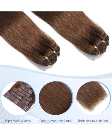 Clip in Hair Extensions Clip in Hair Extensions Remy Human Hair Chocolate Brown Double Weft Hair Extensions Clip in Human Hair Double Weft Silky Straight #4 Clip in Extensions (Size : 26inches Colo 26inches 240g - Buy Online on GoSupps.com