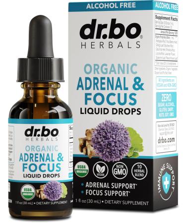 Adrenal Support Supplements Liquid Drops - Organic Adrenal and Focus Supplement Cortisol Manager Adaptogen Adults Ginkgo Biloba for Kids Calm - Natural Brain and Memory Fatigue Stress Attention 1oz