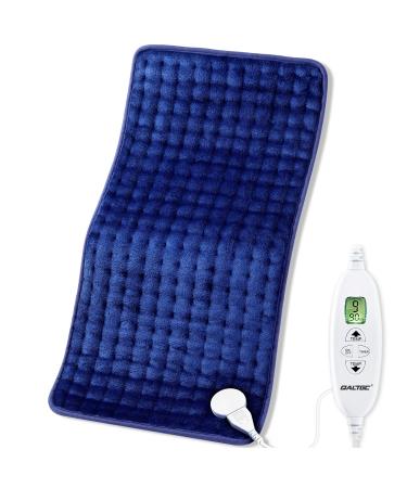QALTGC Heating Pad (12" x 24"), LCD Controller with 10 Temperature/9 Timer Settings, Machine Washable, Comfortable Soft for Cramps/Pain Relief Navy Blue