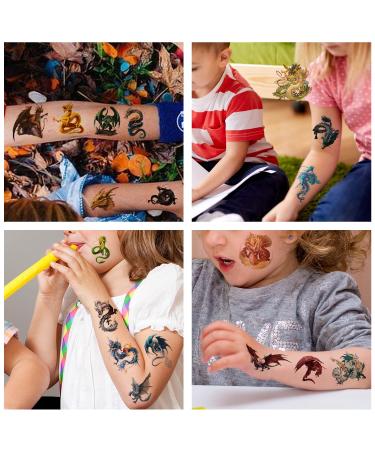 Dragon Temporary Tattoos - 300+ Pieces, 24 Sheets - Dragon Party Favors for Kids and Adults - Buy Online on GoSupps.com