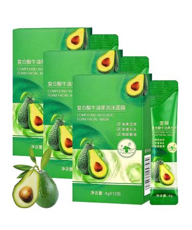 Masque bulles nettoyant acide complexe l'avocat Masque bulles d'avocat Masque en mousse d'avocat multi-acides Emball individuellement et portable