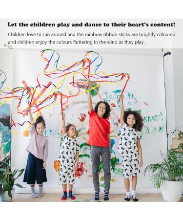 Niuhong 4 Pcs Rainbow Dance Tapes & Skill Baton Rods - Colorful Streamers for Kids & Art Dances - Buy Online on GoSupps.com