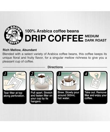 Mr. Brown Drip Coffee 100% Arabica Beans in Medium Dark Roast Flavor Ready to Make Comfort Coffee 10x15g 12 Counts - Buy Online on GoSupps.com