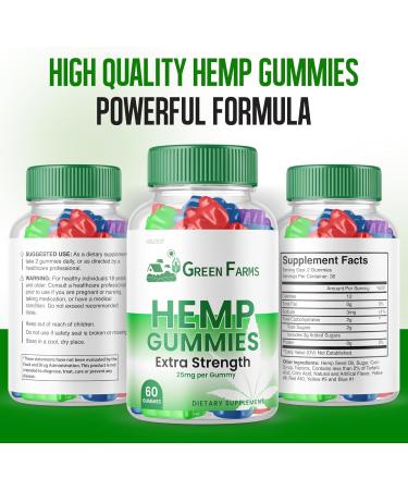 (2 Pack) Green Farms Hemp Gummies - Official Formula - Green Farms Gummies with Hemp Extract 500 mg Extra Strength Performance Hemp Blend Great Taste Big Size Gummy New 2023 1500mg (120 Gummies) 60 Count (Pack of 2) - Buy Online on GoSupps.com