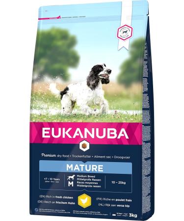 Eukanuba Premium Dry Dog Food for Medium Breeds | Fresh Chicken for Mature Dogs | 3kg Pack - Buy Online on GoSupps.com