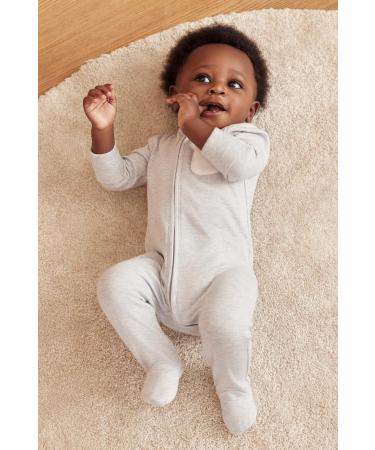 MORI Unisex Baby Clever Sleepsuit - Organic Pyjama with Two-Way Zipper, Comfortable Toddler Footed Nightwear in Grey, 0-3 Months - Buy Online on GoSupps.com