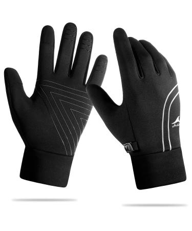 Achiou Winter Gloves for Men Women, Touch Screen Running Gloves, Waterproof Driving Glove for Texting Cold Weather Windproof Black Small