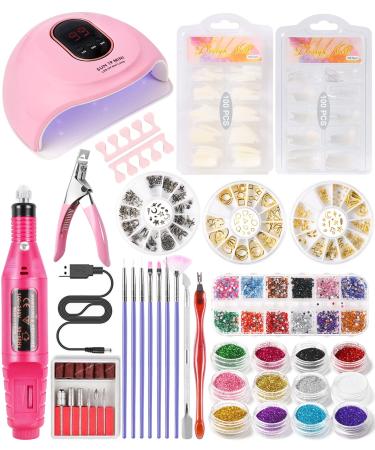 DouborQ Nail Kit with Electric Nail Drill UV LED Nail Lamp 72W U V Nail Dryer Light Manicure Pen Polishing Tools  False Nail Tips Starter Set Acrylic Nail Art Supplies for Beginner with Everything Kit 3