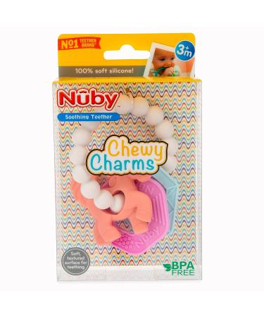 Nuby Chewy Charms Silicone Teether - Coral Unicorn Design - 1 Count - Buy Online on GoSupps.com