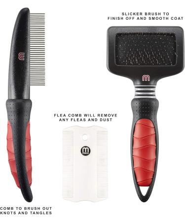 Mikki Puppy & Dog Grooming Set - Slicker Brush Comb & Flea Comb for Gentle Grooming | Best Starter Kit for Pets - Buy Online on GoSupps.com