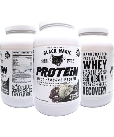 Black Magic Multi-Source Protein - Whey  Egg  and Casein Complex with Enzymes & MCT Powder - Pre Workout and Post Workout - Cookies and Cream Protein Powder - 24g Protein - 2 LB with Bonus Key Chain - Buy Online on GoSupps.com
