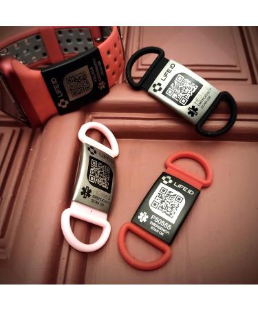 LIFE ID Helper Medical ID | Editable Silicone Tag | 3 x 0.5 inches | Fits Any Watch Band | Black Stainless Face - Buy Online on GoSupps.com