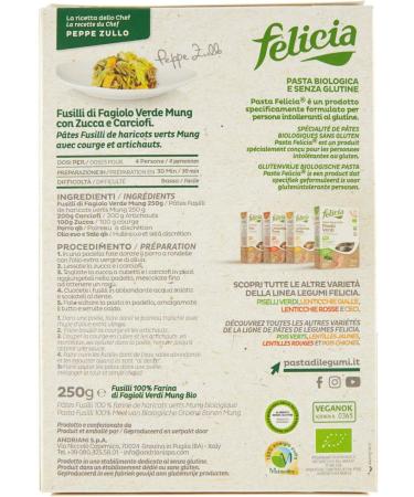  Felicia Felicia Mung Green Bean Fusilli organic pasta rich in protein fiber and minerals high in phosphorus iron and zinc 250g pack - Buy Online on GoSupps.com