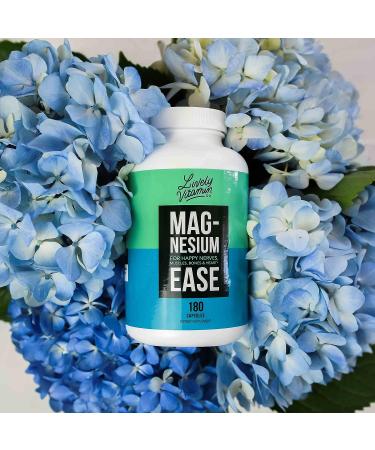 Lively Vitamin Co. Magnesium Ease | Chelated & Highly Bioavailable | Supports Tension, Stress, Nerves & Immune Function | Relief for RLS, Headache & Migraine | 180 Vegan Capsules - Buy Online on GoSupps.com