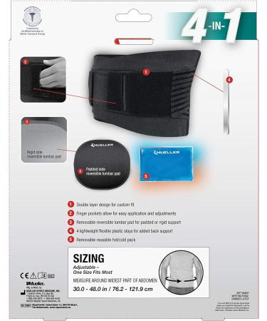 Mueller Lumbar Back Brace with Hot/Cold Pack - Unisex, One Size - Buy Online on GoSupps.com