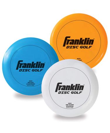 Franklin Sports Disc Golf Discs Set - Disc Golf Equipment Starter Set Orange/Blue/White