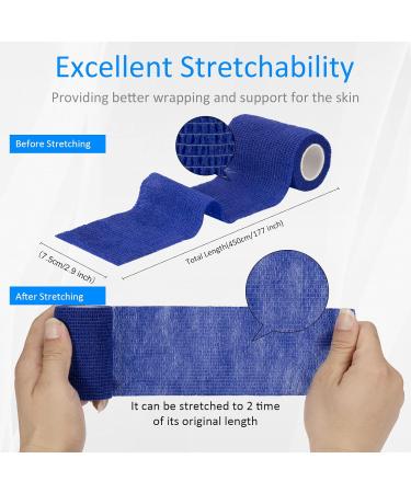 Lab On Adhesive 7.5cm x 4.5m - 6 Rolls Self-Adhering Cohesive Bandage for Dogs & Sports - Blue Veterinary Wrap for First Aid on Wrist & Feet - Buy Online on GoSupps.com