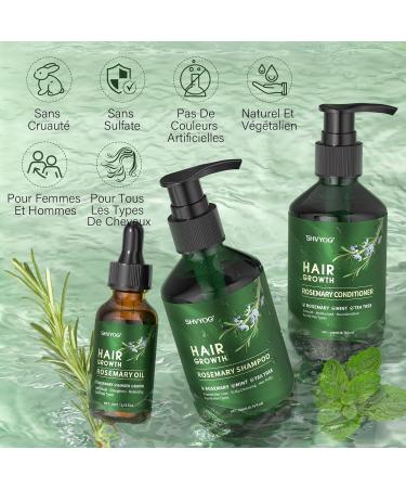 Rosemary Shampoo and Conditioner Set Rosemary Hair Growth Oil with Biotin and Mint Organic Rosemary Anti-Hair Loss Shampoo and Conditioner Scalp Care 200ml*2+30ml - Buy Online on GoSupps.com