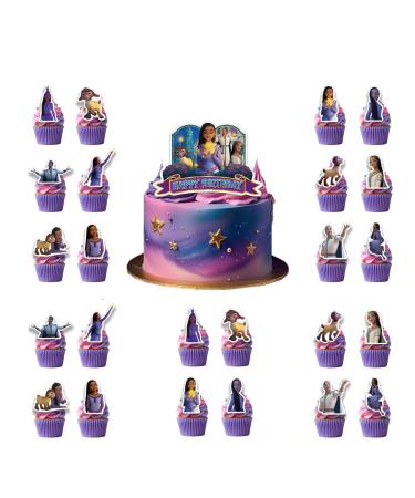 25 Pcs Wish Asha Cake Toppers for Girls Boys Wish Asha Cake Decorations Wish Asha Cupcake Toppers Wish Asha Birthday Party Decorations Supplies