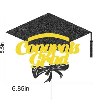 Graduation Cake Topper 2023 Congrats Grad Cake Decoration Glitter Class of 2023 Happy Graduation Party Decorations Supplies for College Grad (Black and Gold) (Graduation 02) - Buy Online on GoSupps.com