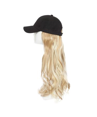Sandy Blonde Mix Bleach Blonde Baseball Cap with Hair Extensions | Long Wavy Adjustable Hairpiece for Women - Buy Online on GoSupps.com