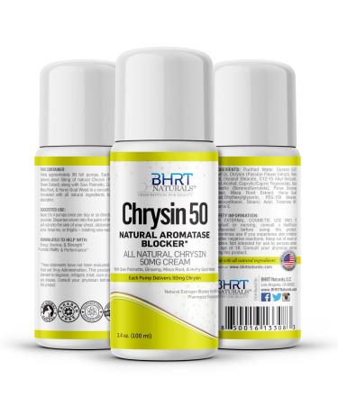 Chrysin Cream 50mg for Men - Natural Aromatase Inhibitor - Anti Estrogen Blocker Supplement - Support Hormone Balance - 90 Day Supply USA Made Pharmacist Formulated (1 Bottle)