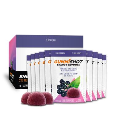 Energy Gummies 225mg of Plant-Based Caffeine Chews per Pouch Long Lasting Energy Boosters Elderberry 10ct (30 Gummies) Elderberry 30 Count (10 Pouches)