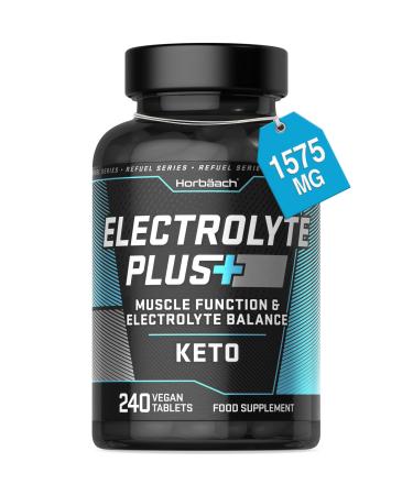 Electrolyte Tablets 1575mg | 240 Vegan Tablets with Potassium Chloride Calcium Magnesium & Sodium | Keto Electrolyte Powder Alternative | by Horbaach