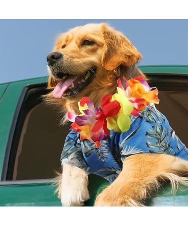 Geyoga 3-Piece Hawaiian Dog Costume Set - T-Shirt, Sunglasses, and Wreath for Small to Medium Dogs in Blue Series - Buy Online on GoSupps.com