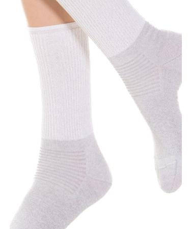 RELAXSAN 550 Diabetic Crew Socks for Men Women - Seamless, Non-Binding Cotton and Silver Socks for Sensitive Feet - White, 5-XL Man 9.5-11.5 / Woman 11-12.5 - Buy Online on GoSupps.com