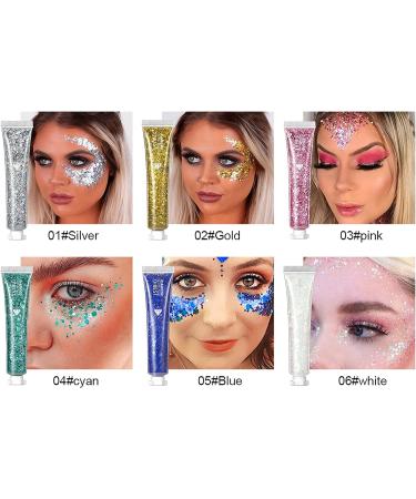 DELISOUL Mermaid Sequins Body Glitter Gel - White Chunky Face Glitter for Long-Lasting Shimmery Makeup at Raves, Festivals, and Parties - Buy Online on GoSupps.com