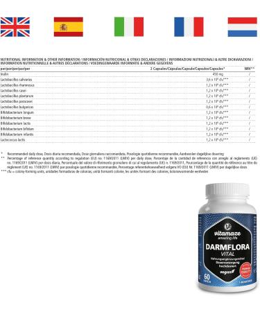 Darmflora Vital Capsules - High Dose Probiotics | 60 Vegan Capsules | 12 Active Cultures + Inulin | 16.2 Billion CFU/Day | Made in Germany - Improve Gut Health - Buy Online on GoSupps.com