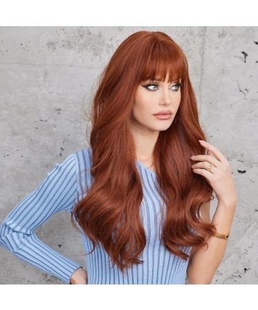 Haircube Auburn Wig | Long Wavy Synthetic Women's Wig | Heat-Resistant Everyday Use | Neat Chestnut Brown Style - Buy Online on GoSupps.com