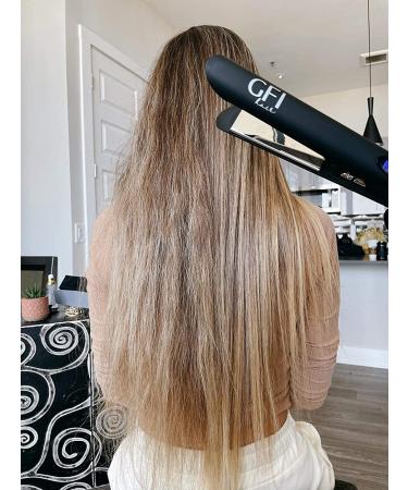 GFI Titanium Flat Iron Hair Straightener with Turbo Heating Element - Adjustable Temperature Control for All Hair Types - Includes Pouch and Heat-Resistant Glove - Buy Online on GoSupps.com