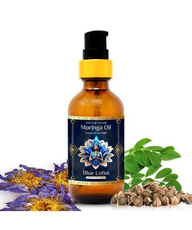 Pure Organic Moringa Oil with Blue Lotus Flower Deep Hydrating & Anti-Aging Ritual Oil for Skin Hair & Nails Premium 100% Cold Pressed Moringa Seed Extraction Nourishes & Hydrates Skin 2oz. 2 Fl Oz (Pack of 1)