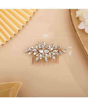 Chargances Crystal Bridal Hair Comb - Gold Wedding Rhinestone Hair Side Clip for Bride, Handmade Hair Accessory for Wedding & Prom - Buy Online on GoSupps.com
